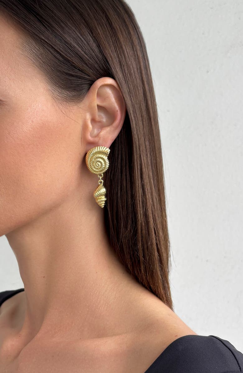 Adornia Shell Drop Earrings, Alternate, color, Gold