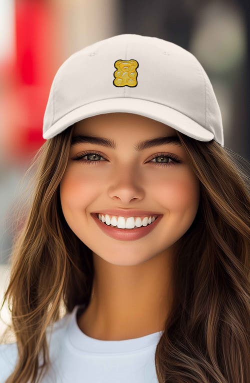 Dalix Yellow Gummy Embroidered Dad Cap In Beige