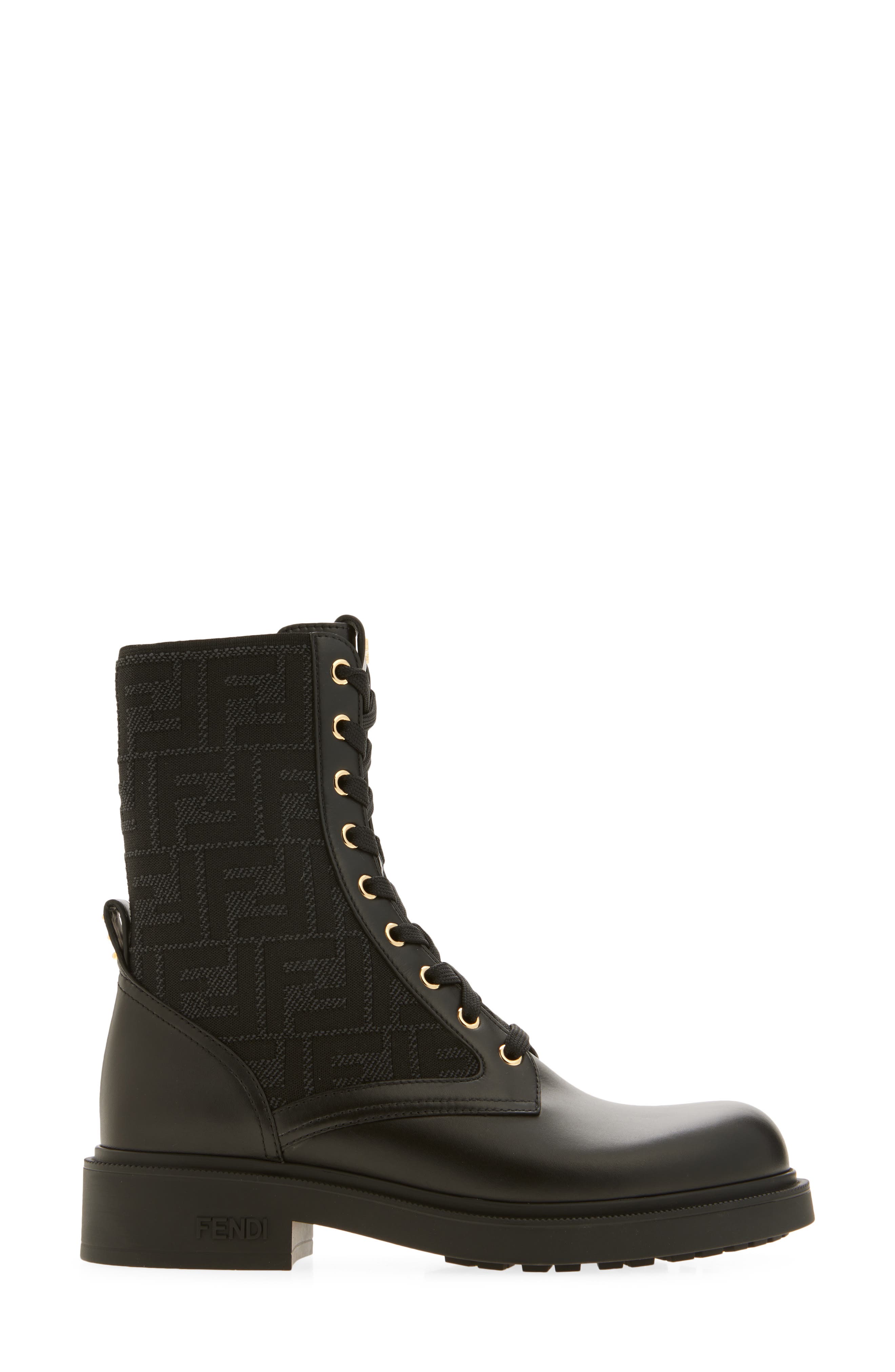 Fendi Filo Lace-Up Boot, Alternate, color, Black
