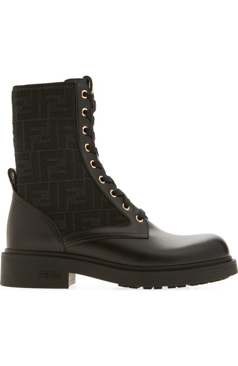 Fendi Filo Lace-Up Boot, Alternate, color, Black
