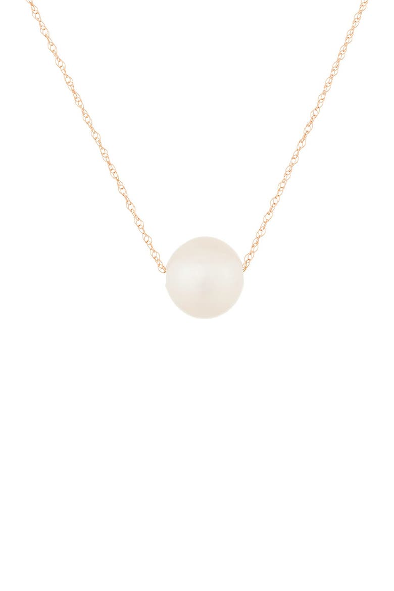 14K Rose Gold 10-11mm Freshwater Pearl Pendant Necklace, Main, color, NATURAL WHITE