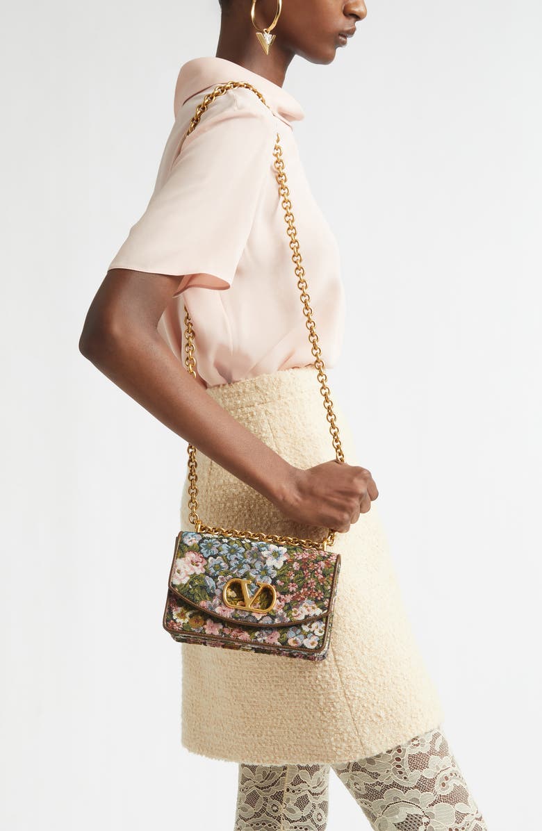 Valentino Garavani Small DeVain Floral Jacquard Shoulder Bag, Alternate, color, Multi Pink