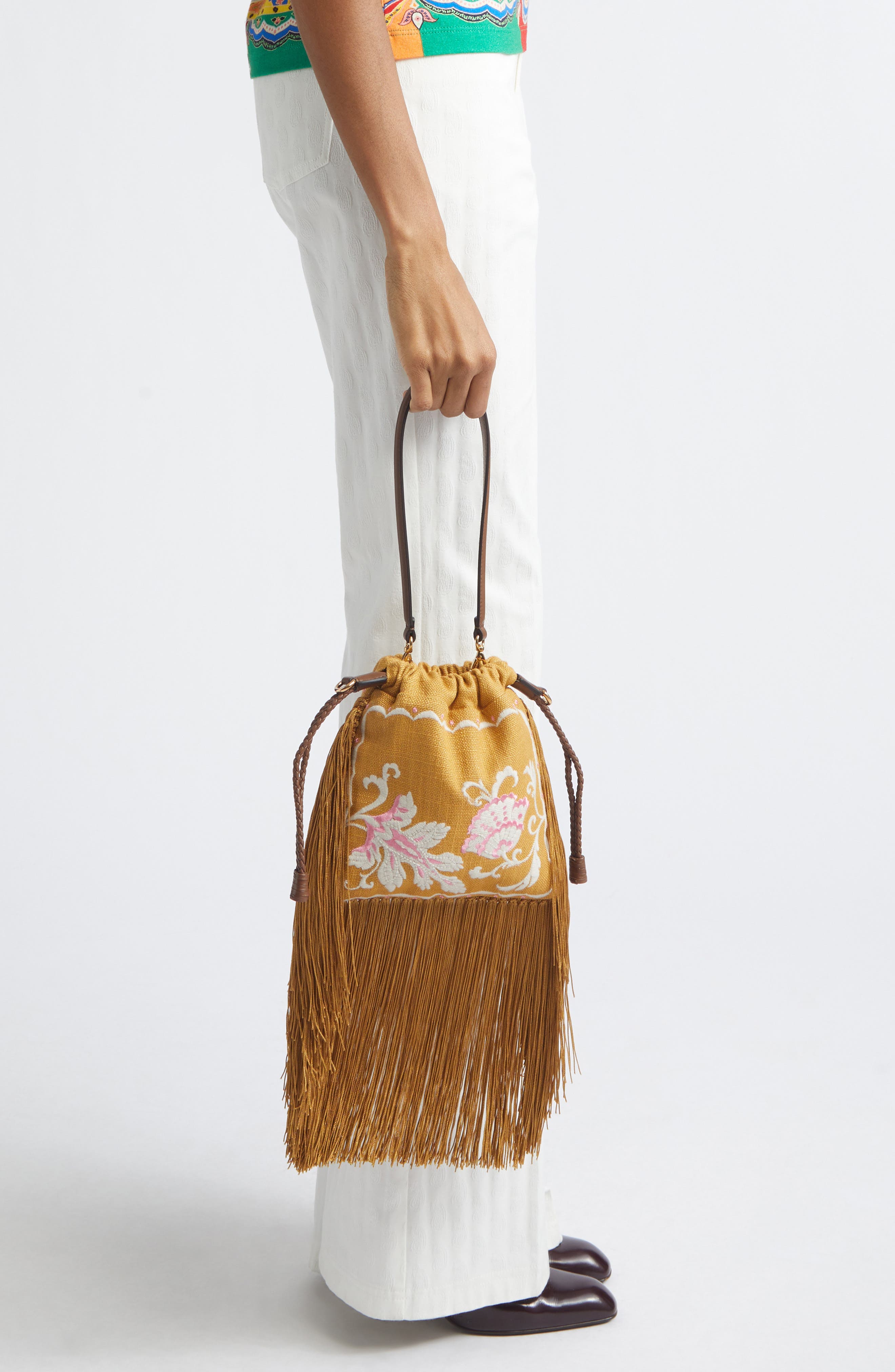 Etro Kalispera Canvas Shoulder Bag, Alternate, color, Ochre