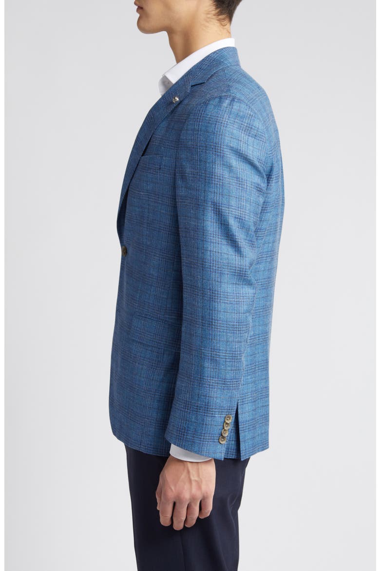 Midland Contemporary Fit Plaid Wool Blend Blazer, Alternate, color, MID BLUE
