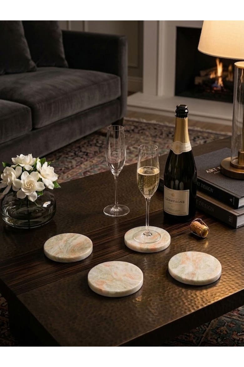 Moonlight Onyx Coasters, Alternate, color, Ivory