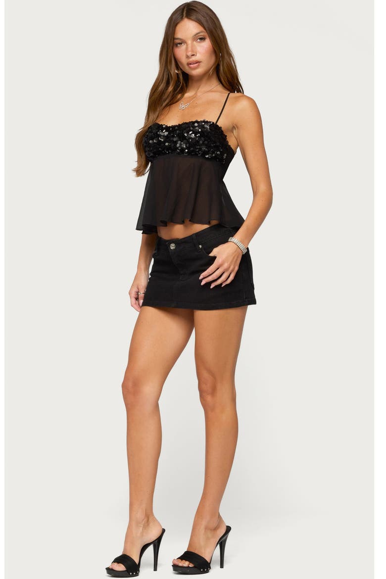 Vella Sequin Sheer Chiffon Top, Alternate, color, BLACK