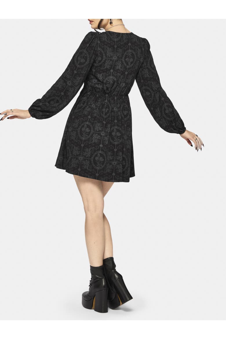 Cameo Floral Tie Front Mini Dress, Alternate, color, Black