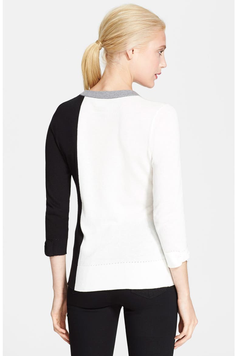 colorblock cotton blend sweater, Alternate, color, BLACK