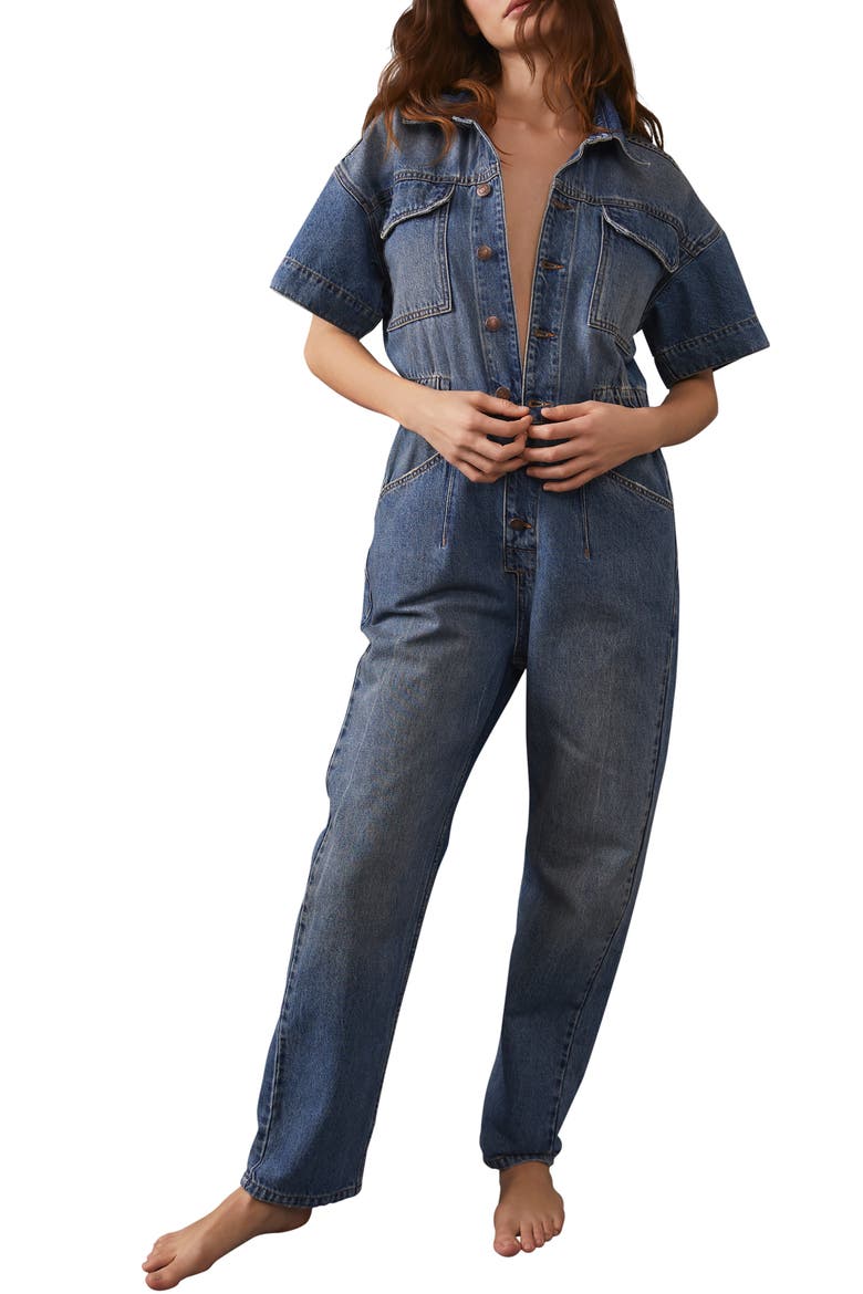 We the Free Marci Denim Jumpsuit, Main, color, HIGH NOON
