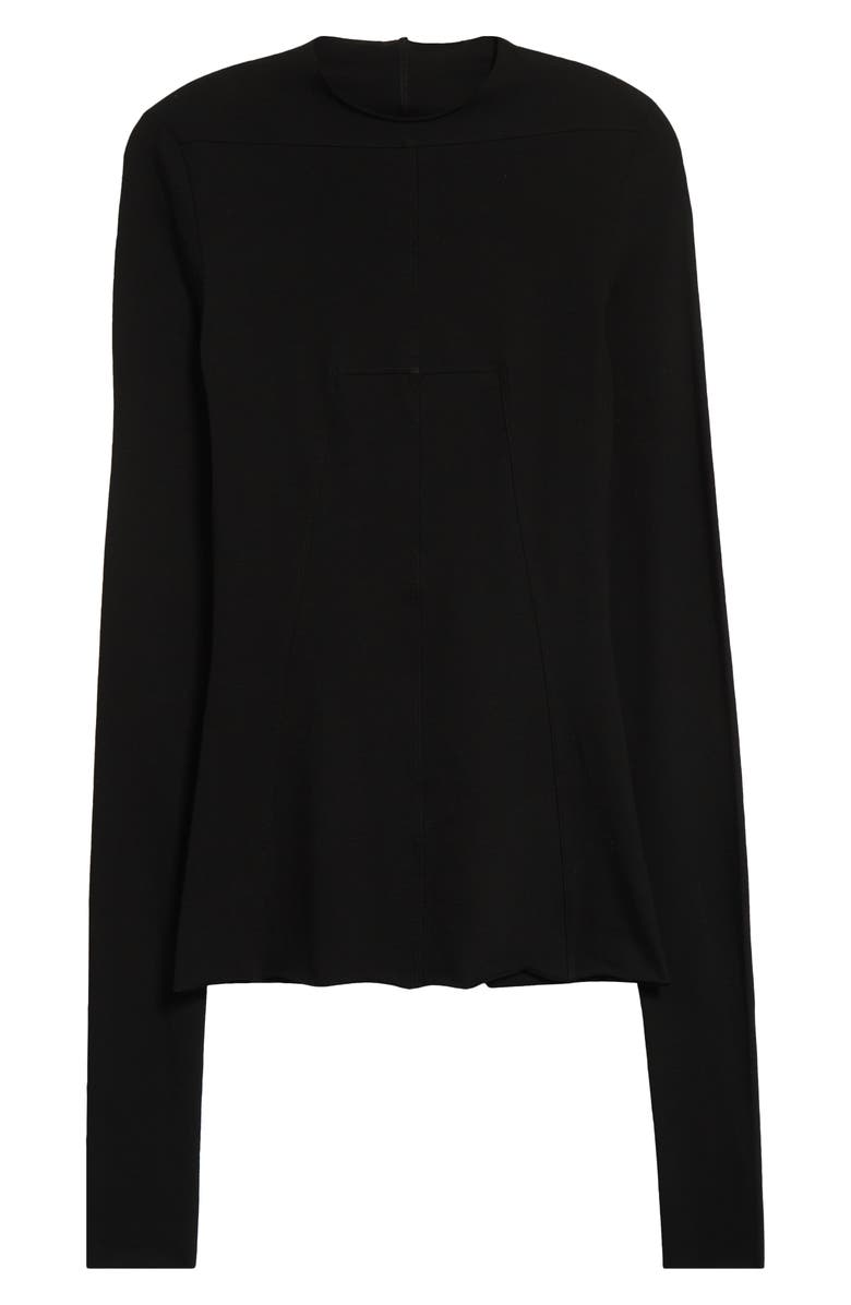 Rick Owens Lido Long Sleeve Cotton T-Shirt, Alternate, color, Black