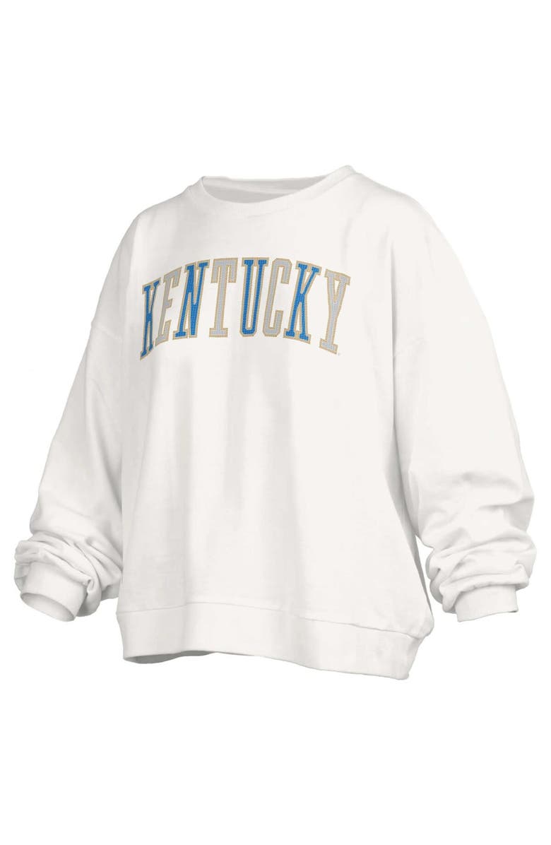 PRESSBOX Women's Pressbox White Kentucky Wildcats Janise Waist Length Oversized Pullover Sweatshirt, Main, color,