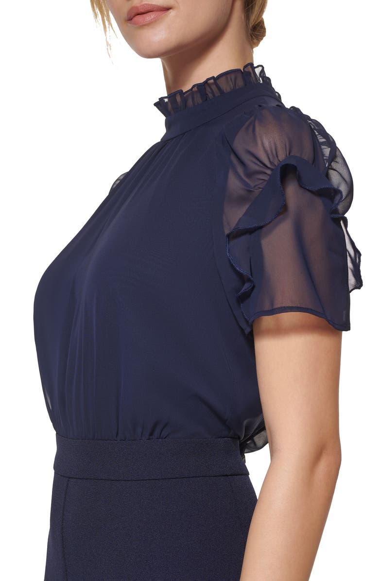 Vince Camuto Chiffon & Crepe Jumpsuit, Alternate, color, Navy