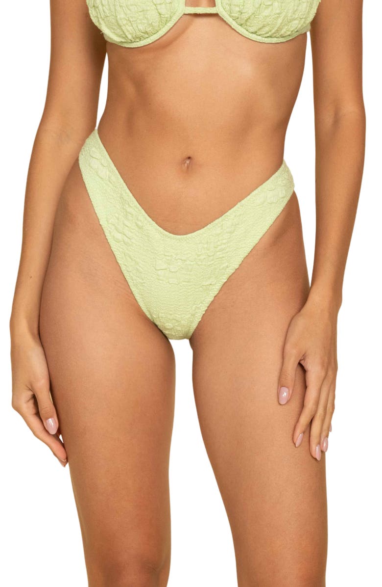 MONTCE Added Coverage Lulu Jacquard Bikini Bottoms, Main, color, Avocado Floral Texture