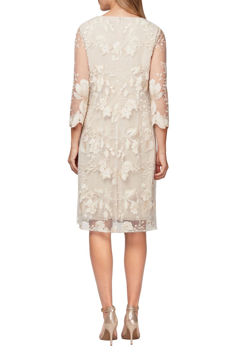 Alex Evenings Embroidered Lace Mock Jacket Cocktail Dress, Alternate, color, 