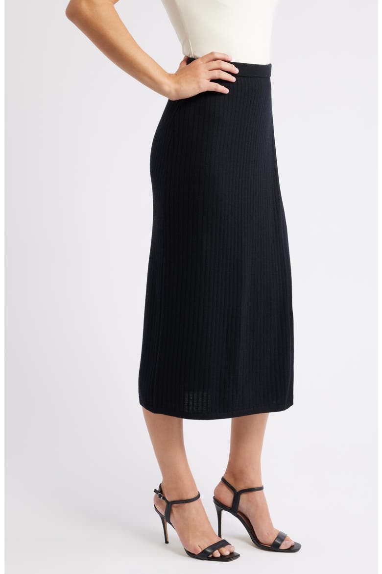 Rib Wrap Front Wool Skirt, Alternate, color, ANNE BLACK