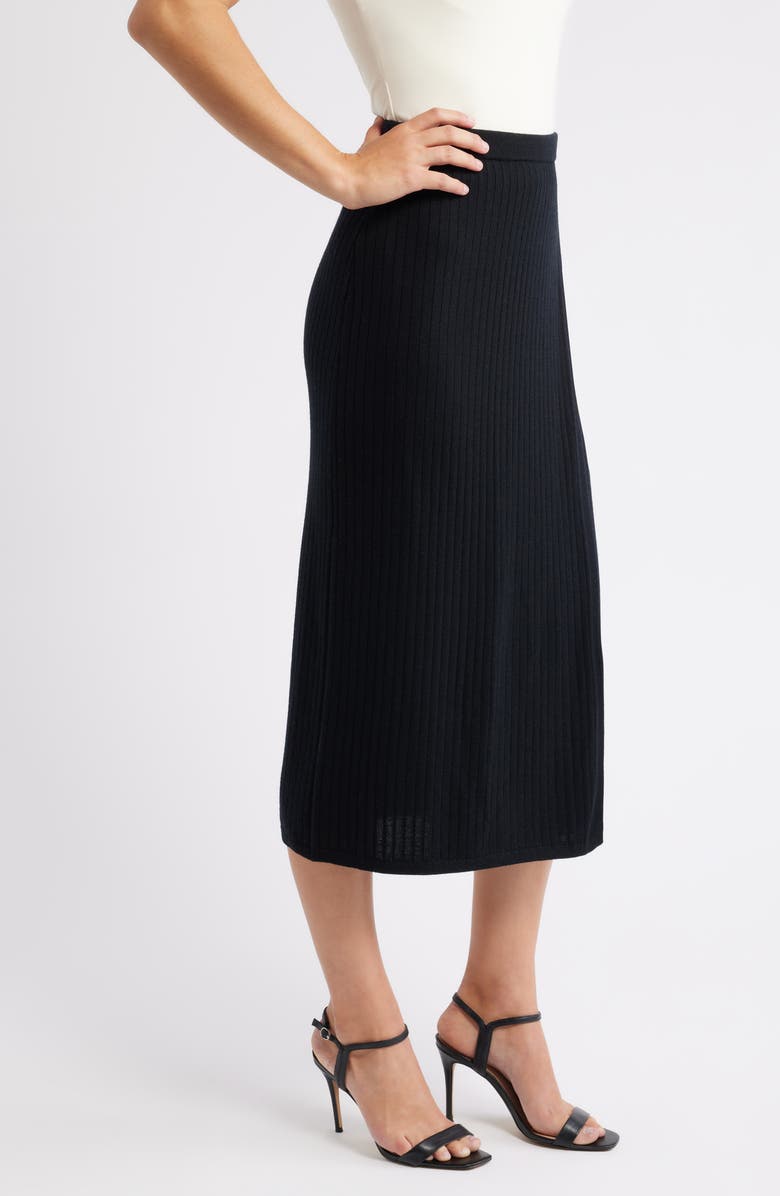 Anne Klein Rib Wrap Front Wool Skirt, Alternate, color,