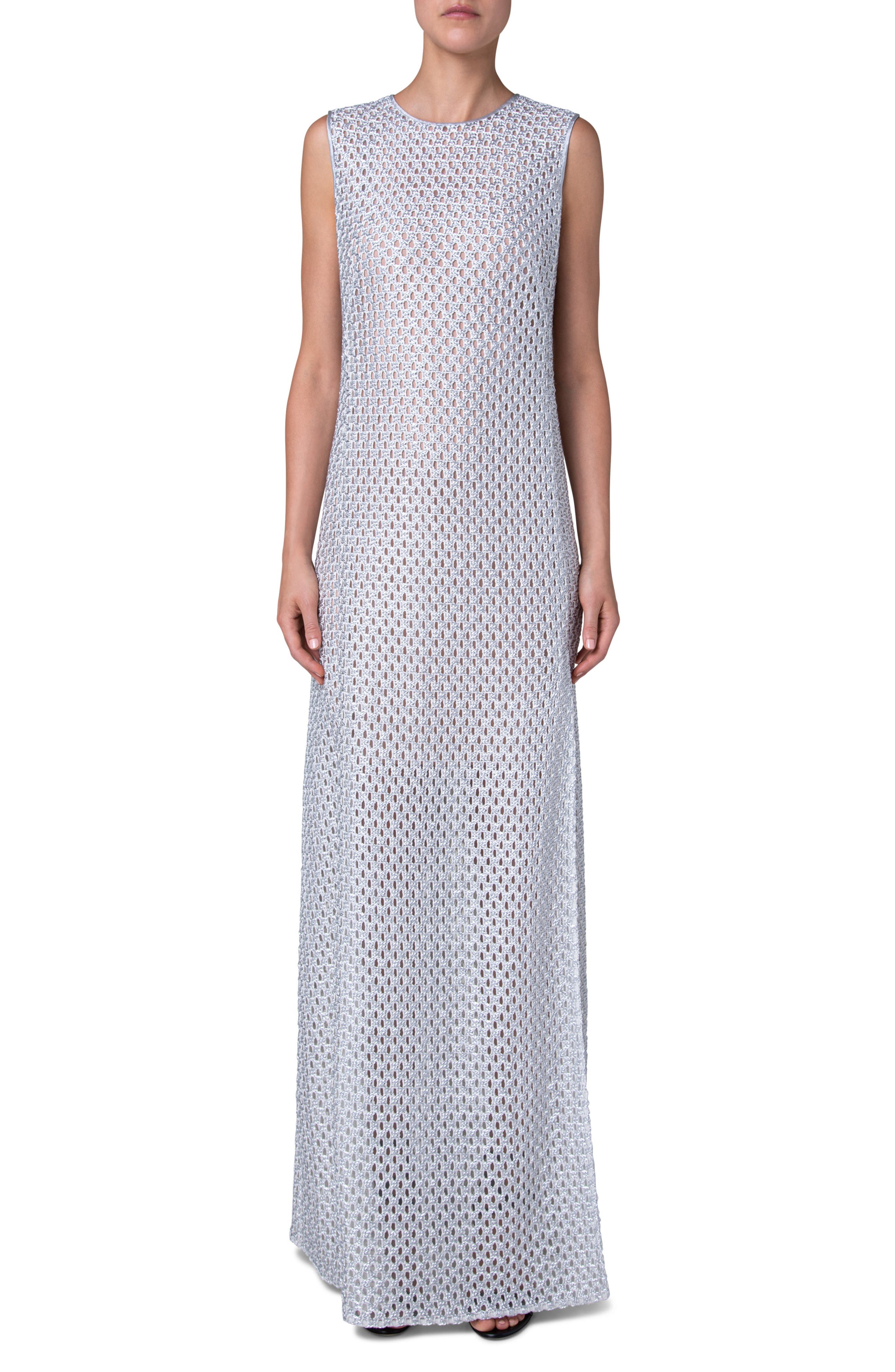 Akris Metallic Crochet Sleeveless Gown (Women) | Nordstrom