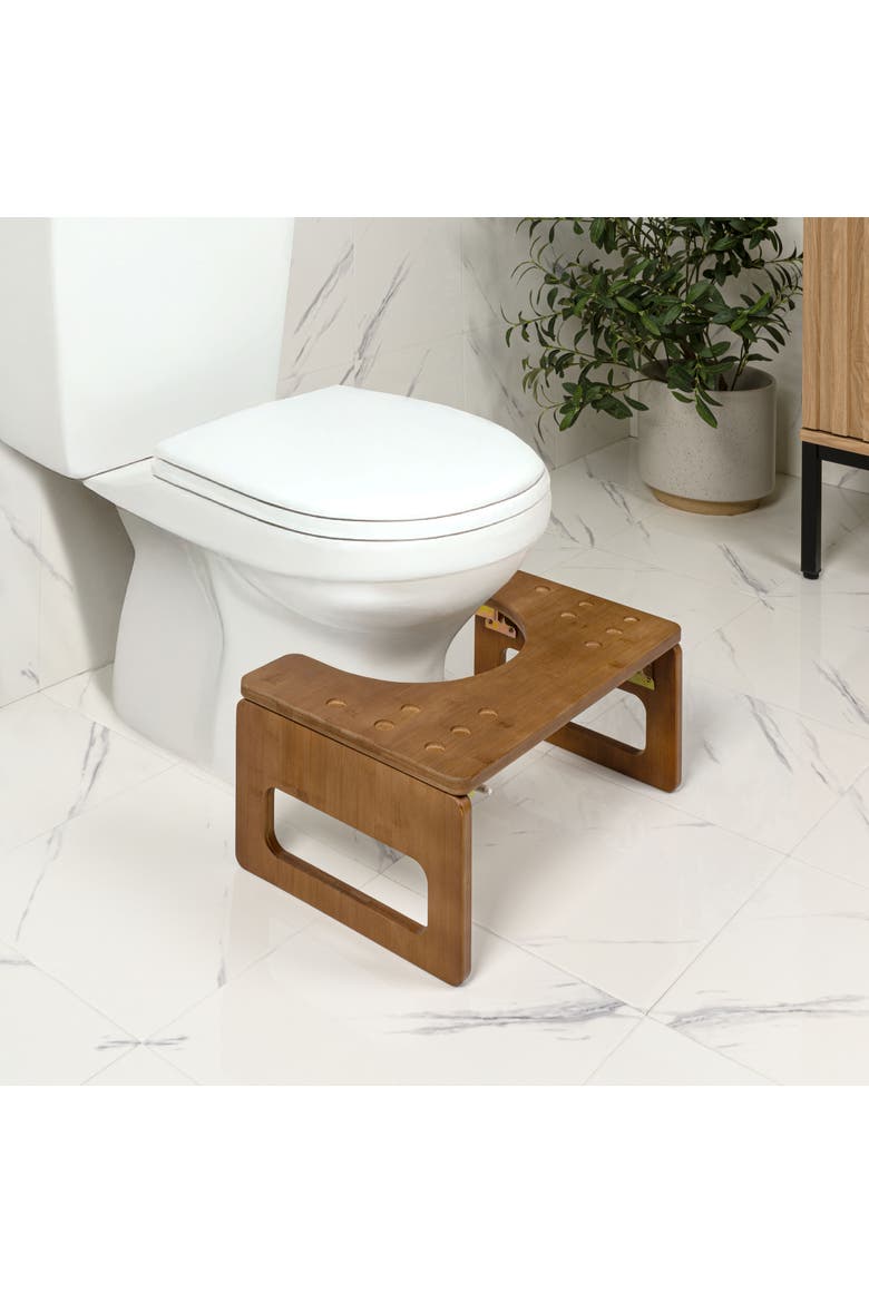 Koji 7 in. H Handcrafted  Foldable Space-Saving Squat Toilet Potty Step Stool, Alternate, color, Brown