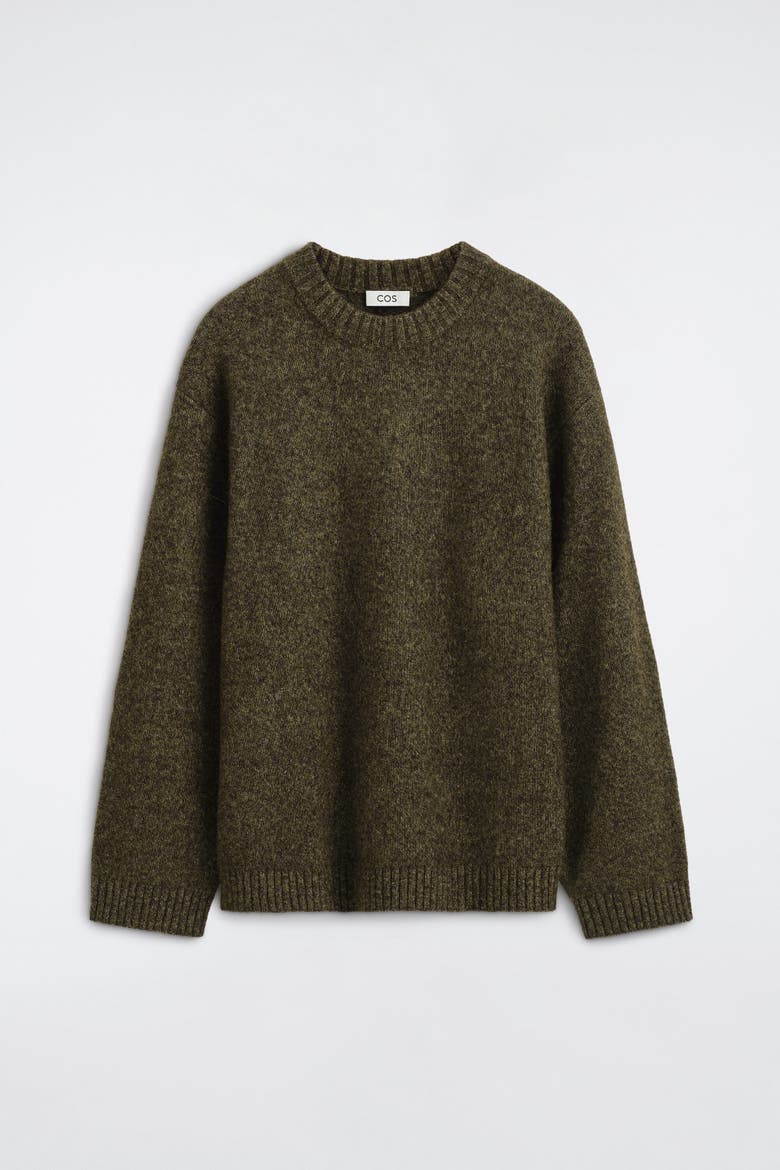 Oversized Alpaca-Blend Crew-Neck Sweater, Main, color, COFFEE MÉLANGE