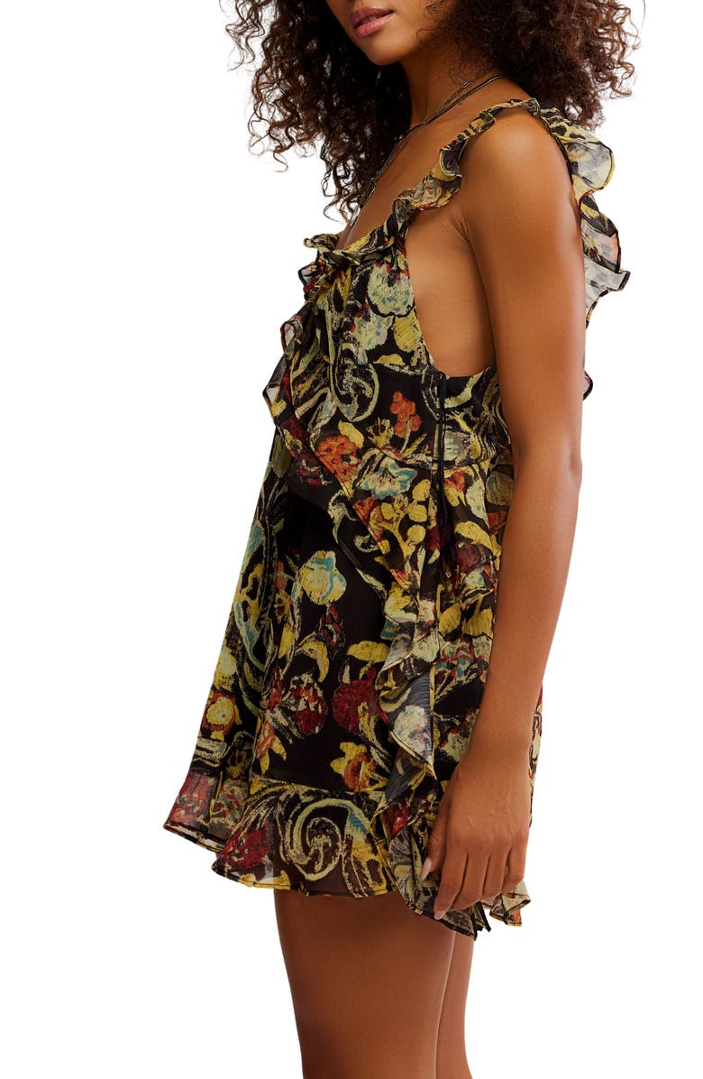 Free People Bali Flora Minidress, Alternate, color, Black Combo