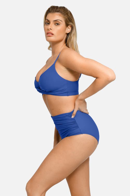 Popilush Shapewear Bust-enhancing Draped Bikini Top In Royal Blue