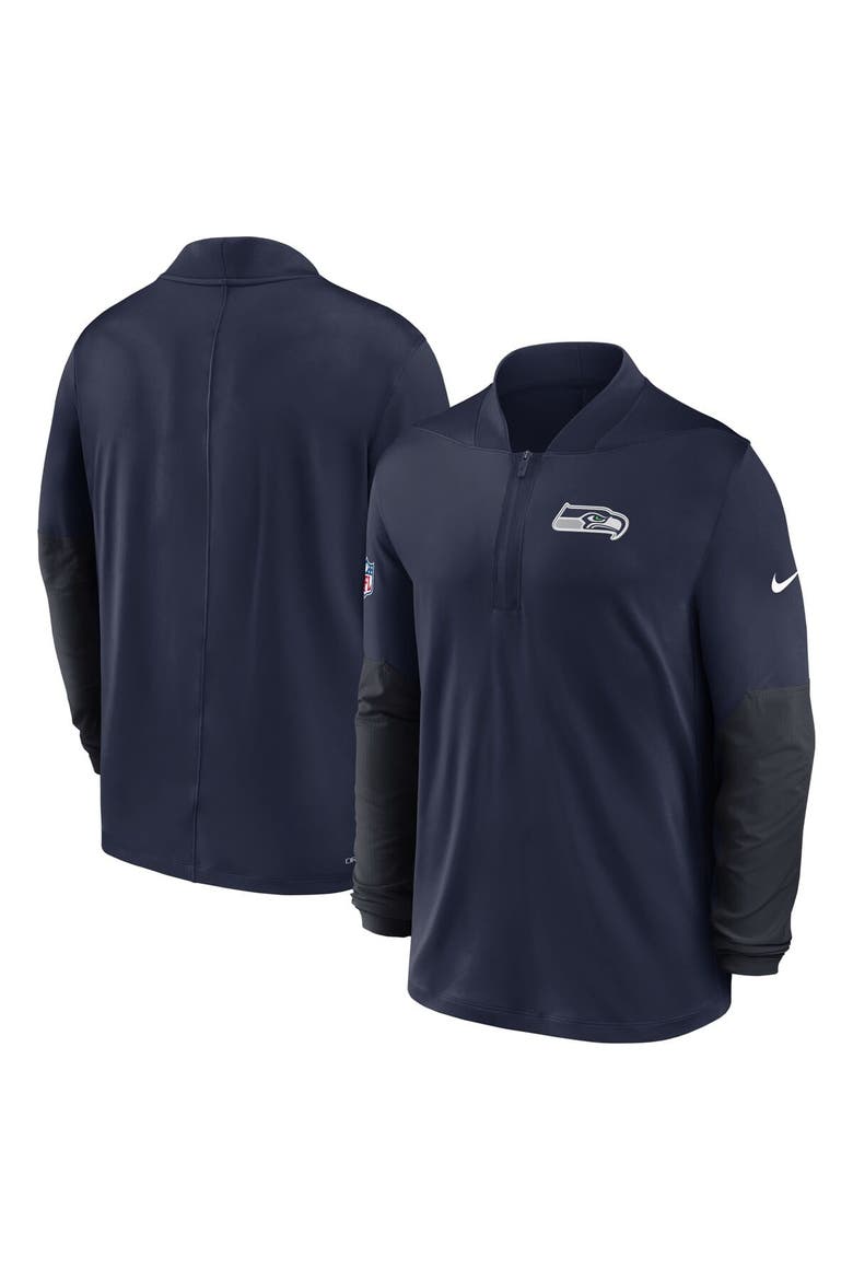 Men's Nike College Navy Seattle Seahawks Sideline Dri-FIT Half-Zip Pullover, Alternate, color, College Navy