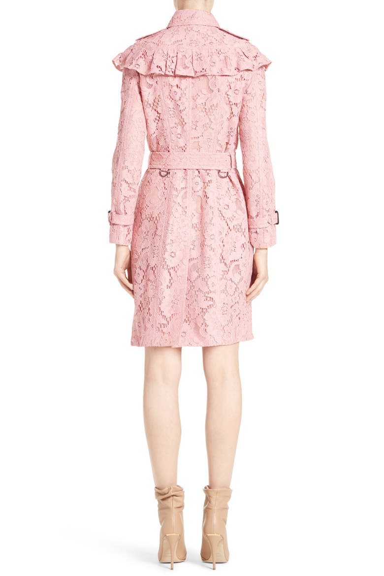 Stanhill Ruffle Lace Trench Coat, Alternate, color, ANTIQUE ROSE