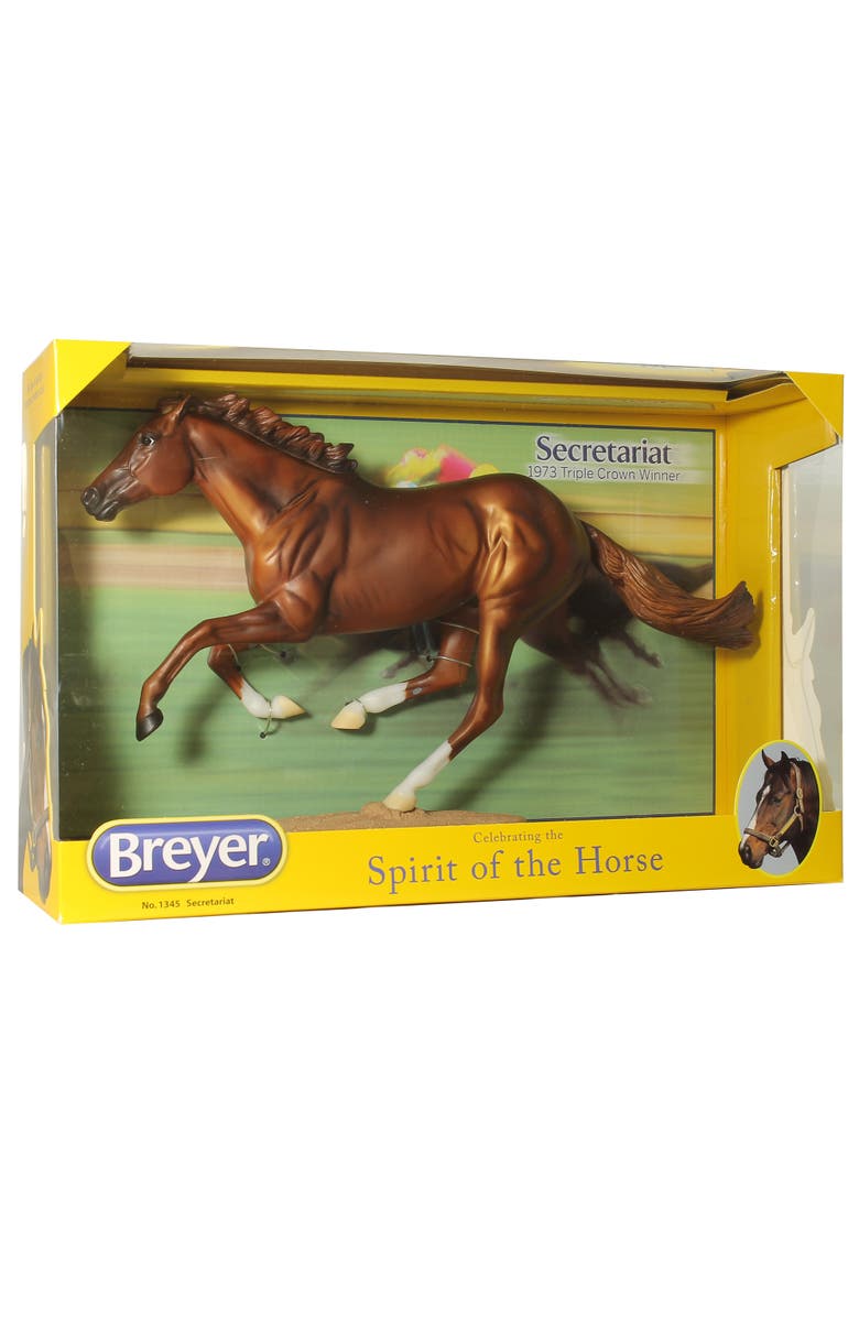 Breyer Traditional Series Secretariat Horse with Base Model, Alternate, color, Brown