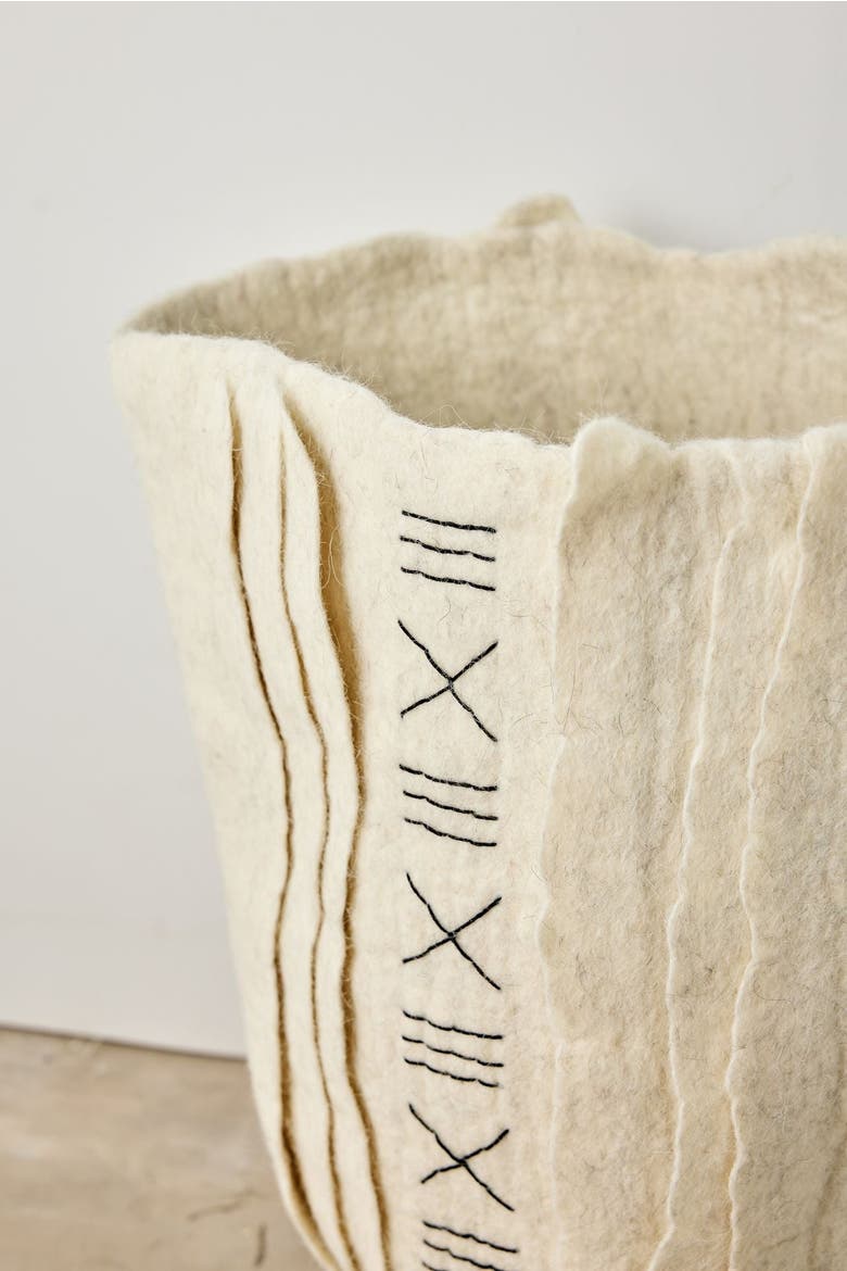 Zulu Hand-Felted Wool Floor Vase, Alternate, color, Ivory