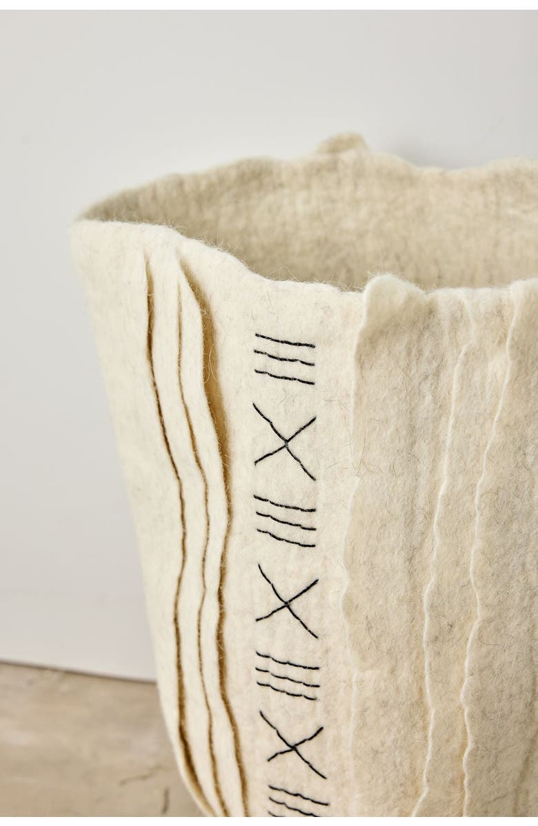 kanju Interiors Zulu Hand-Felted Wool Floor Vase, Alternate, color, Ivory
