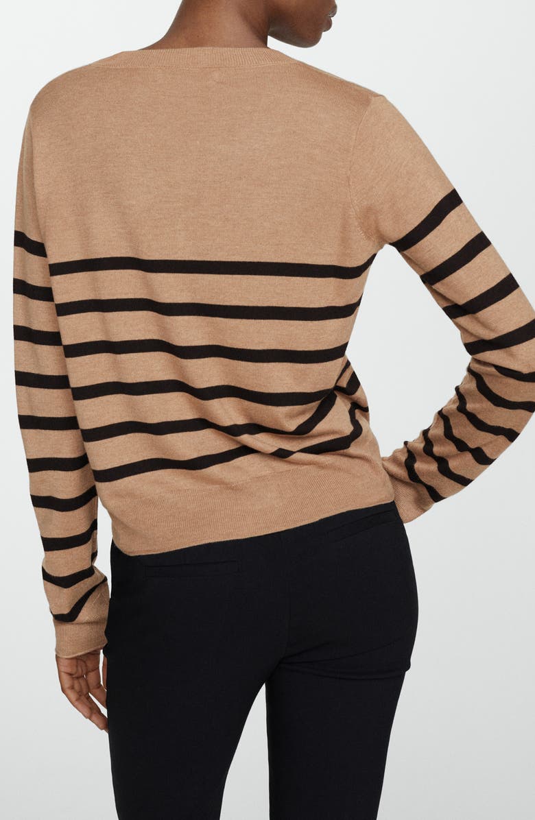 MANGO Stripe V-Neck Sweater, Alternate, color, 