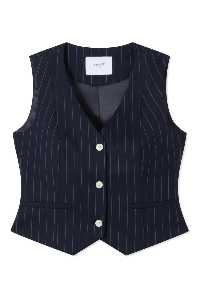 Bella Pinstripe Vest, Alternate, color, NAVY