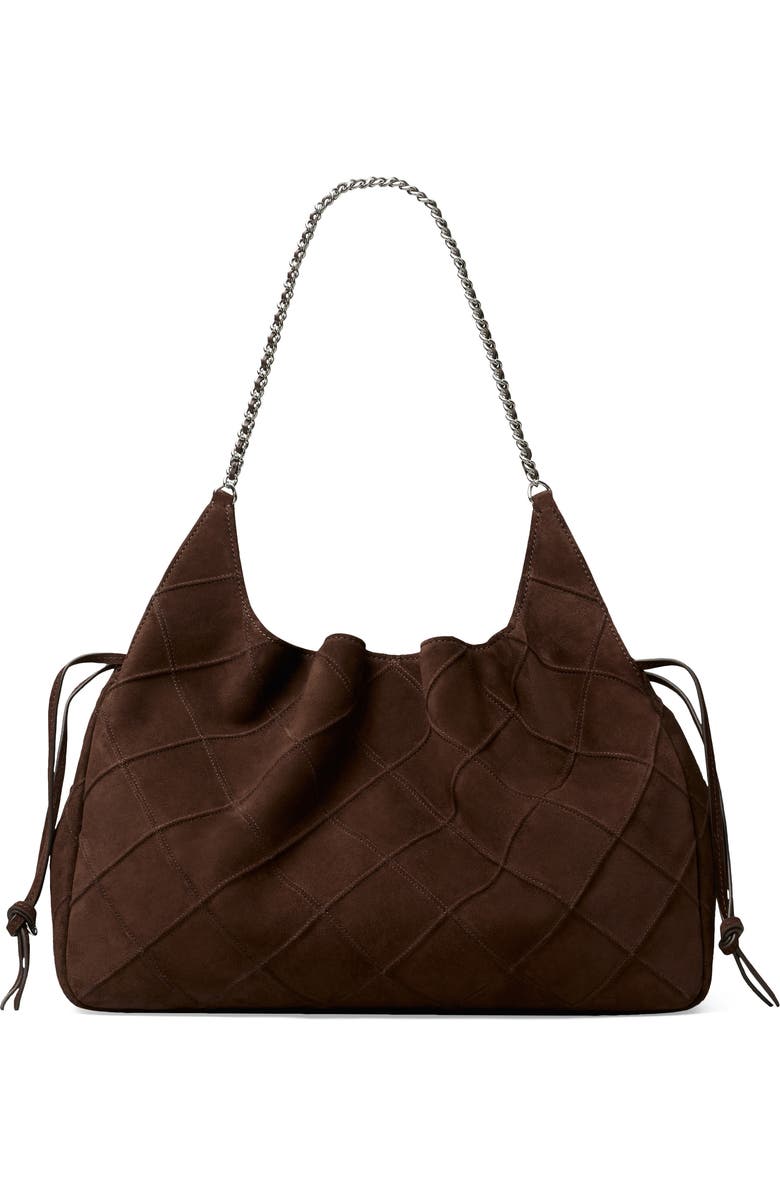 Tory Burch Large Fleming Suede Tote, Alternate, color, Dark Cocoa