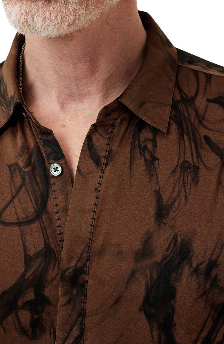 John Varvatos Smoke Print Button-Up Shirt, Alternate, color, Light Chocolate