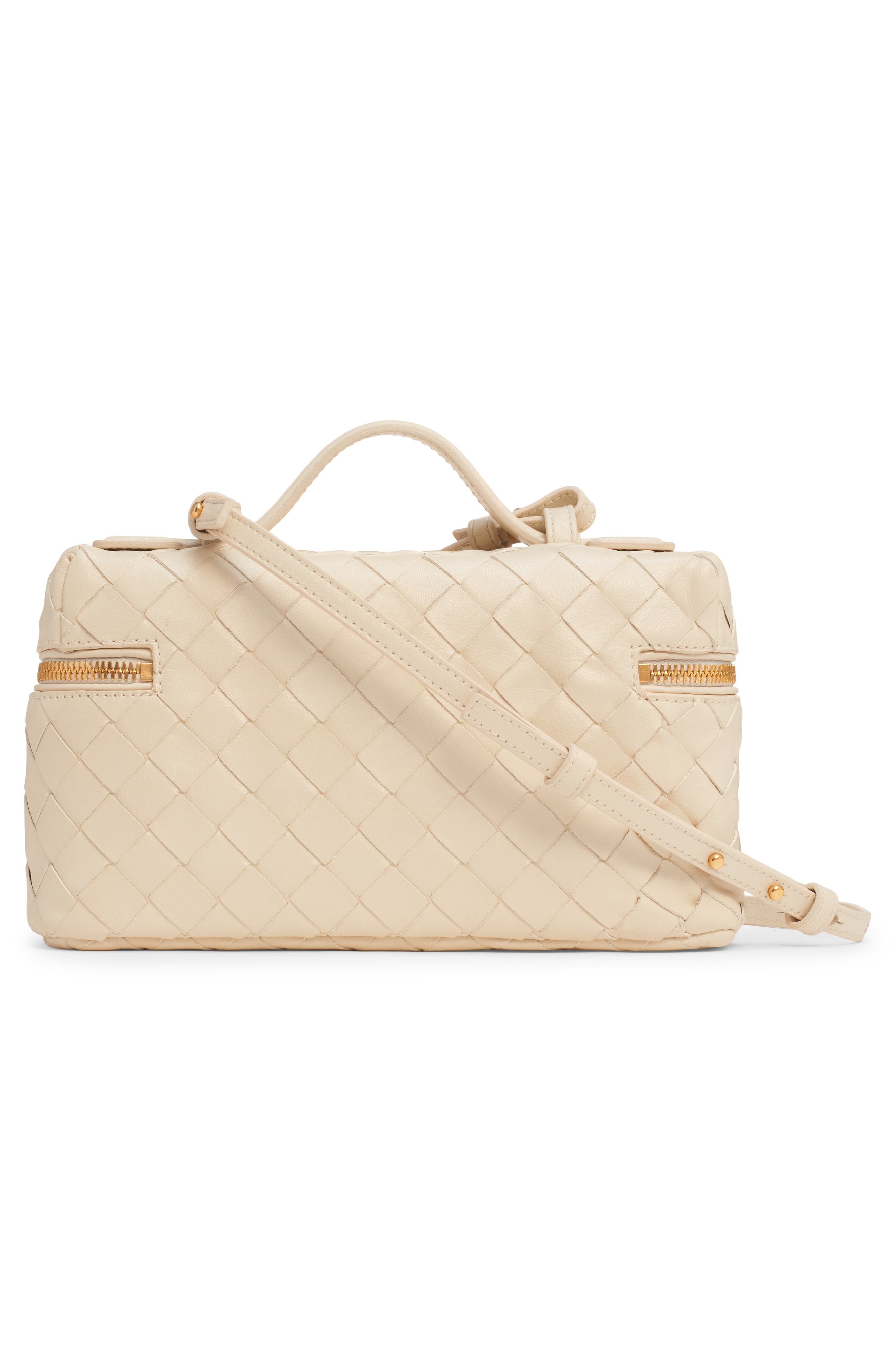 Bottega Veneta Bang Bang Intrecciato Suede Vanity Case, Alternate, color, Ecru-Gold
