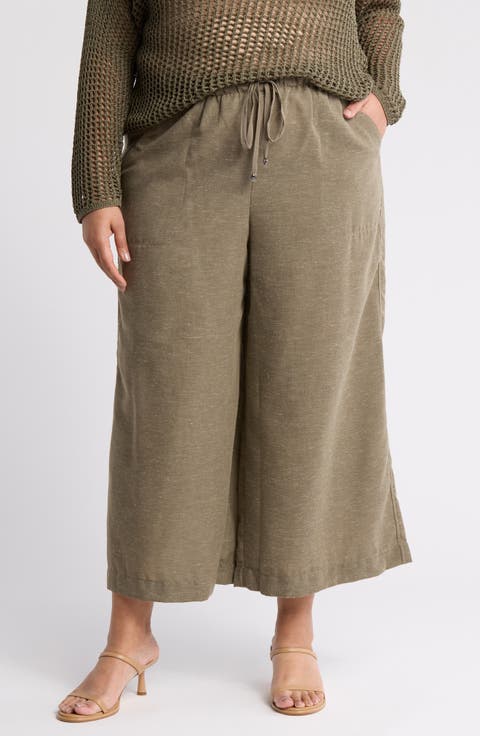 Contrast Stitch Heather Crop Pants (Plus)