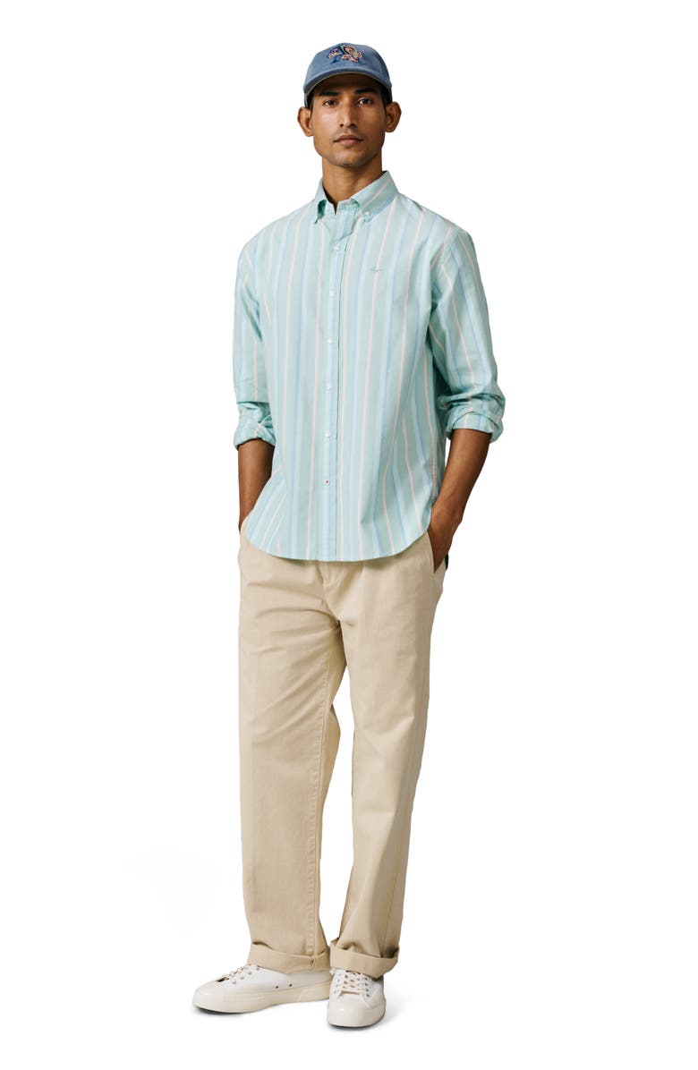 Aubin Walesby Lightweight Relaxed Oxford Shirt, Alternate, color, Green Stripe