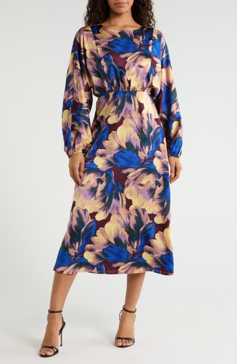 Charline Floral Dolman Long Sleeve Dress