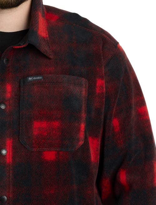 Columbia Men's Steens Mountain Ii Plaid Fleece Shirt Jacket In Sail Red