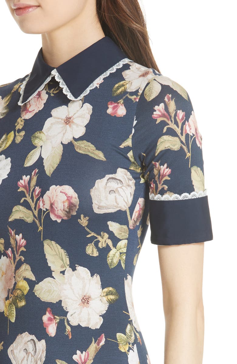 Alice + Olivia Delora Fittted Floral Dress, Alternate, color,