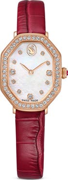 Swarovski Dextera Mother-of-Pearl Leather Strap Watch, 32mm x 23mm