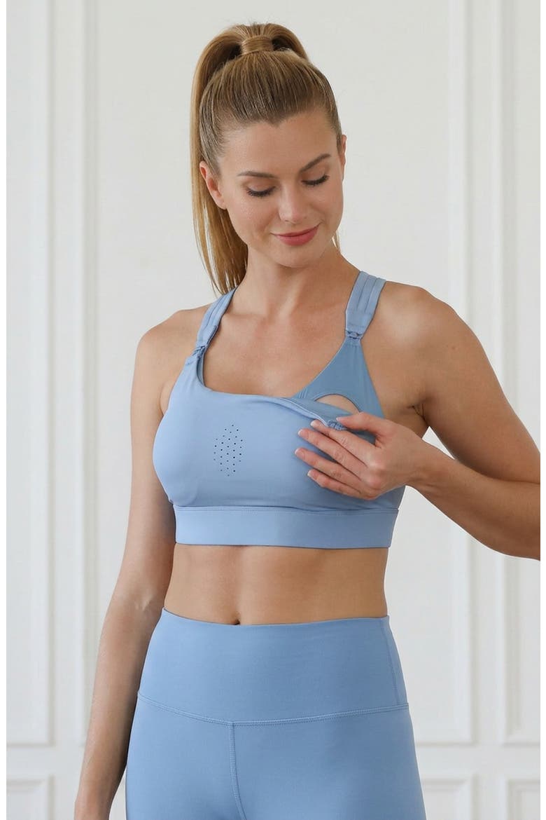 Chloe 3 Running Nursing Sports Bra, Main, color, Malibu Blue