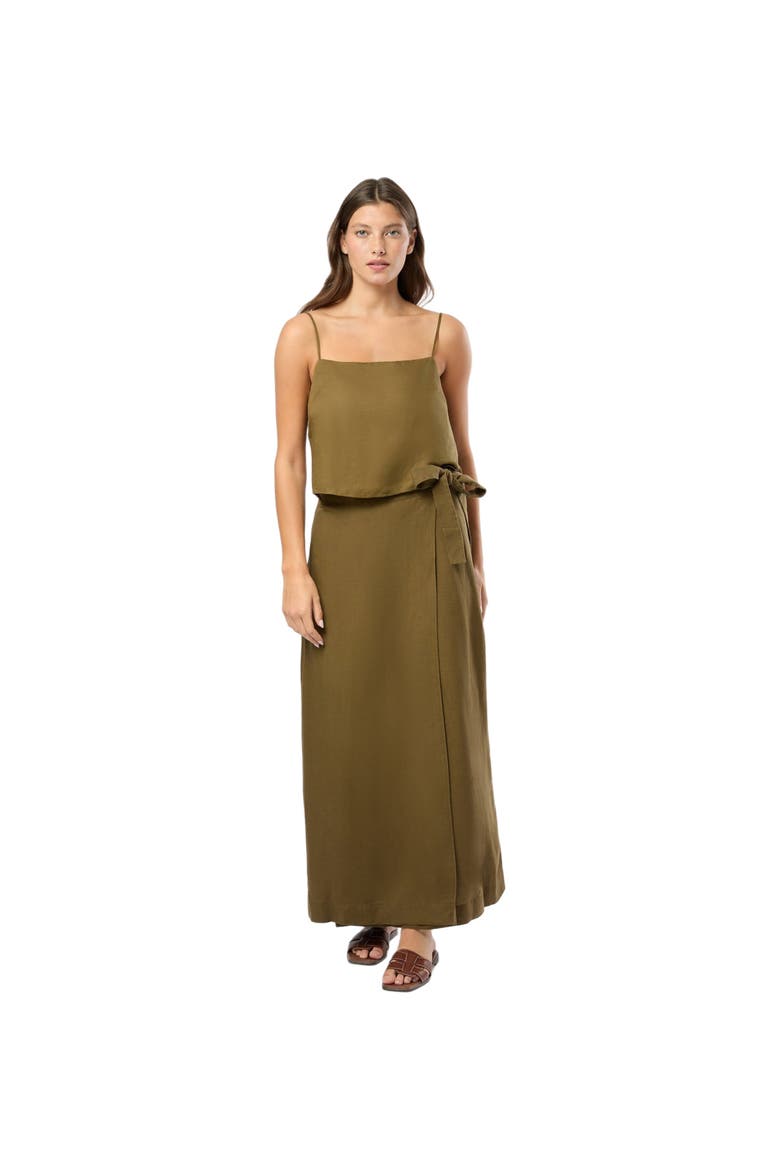 Air Linen Maxi Wrap Skirt, Main, color, OLIVE