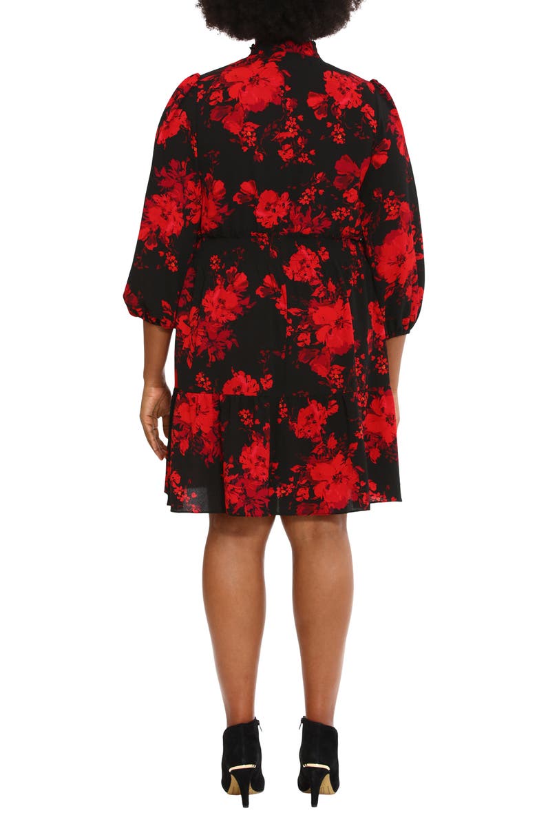 London Times Floral Long Sleeve Tiered Dress, Alternate, color,