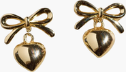 Nickel & Suede Bow & Heart Drop Earrings