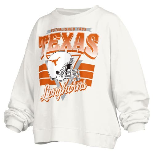 Pressbox White Texas Longhorns Janice Retro Logo Oversized Pullover Sweatshirt In White