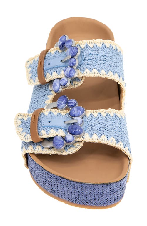 Shop Gentle Souls By Kenneth Cole Gentle Souls Kendall Platform Slide Sandal In Light Blue Raffia