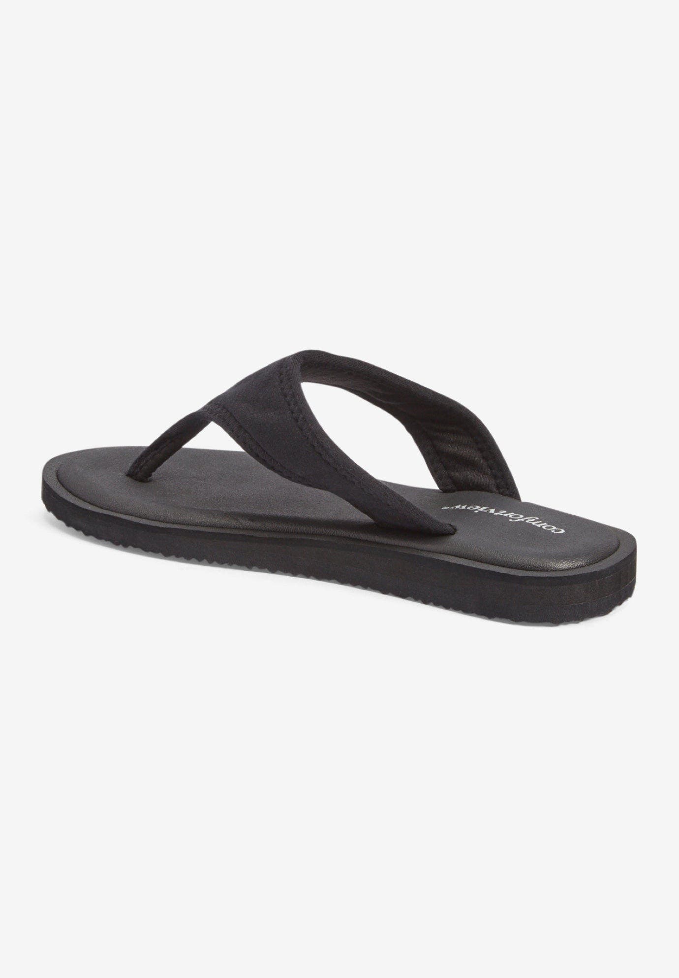 Comfortview The Sylvia Soft Footbed Thong Slip On Sandal, Alternate, color, Black