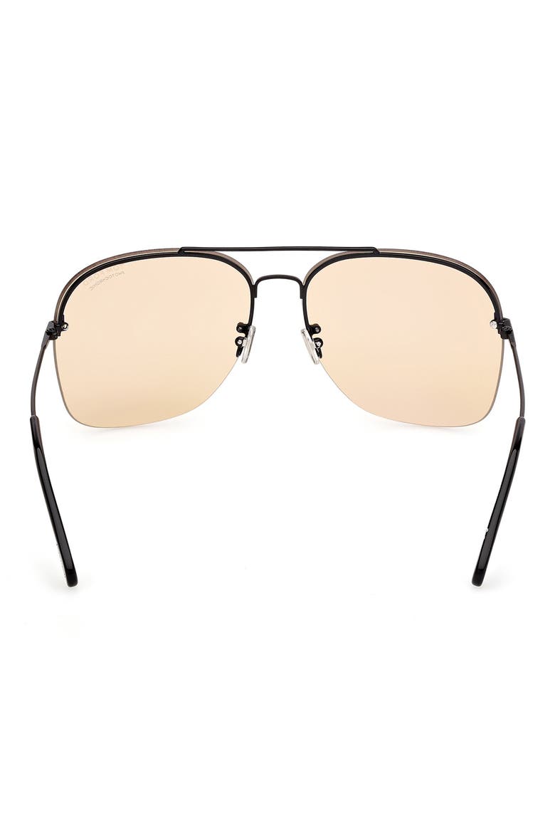 Mackenzie 64mm Oversize Pilot Sunglasses, Alternate, color, SHINY BLACK / AMBER TO BROWN