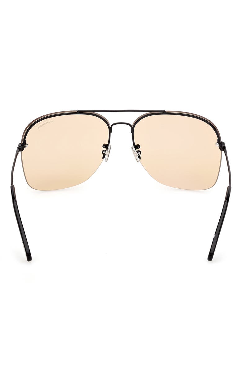 TOM FORD Mackenzie 64mm Oversize Pilot Sunglasses, Alternate, color, Shiny Black / Amber To Brown